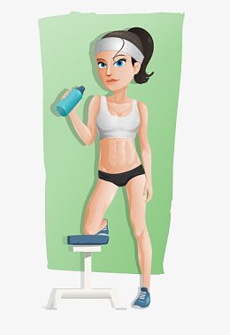 爱健身的卡通女孩