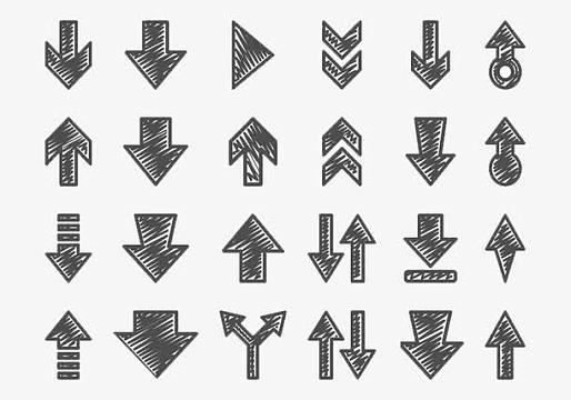 笔触感矢量小清新风格箭头