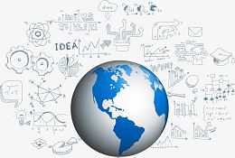 矢量地球上的铅笔涂鸦