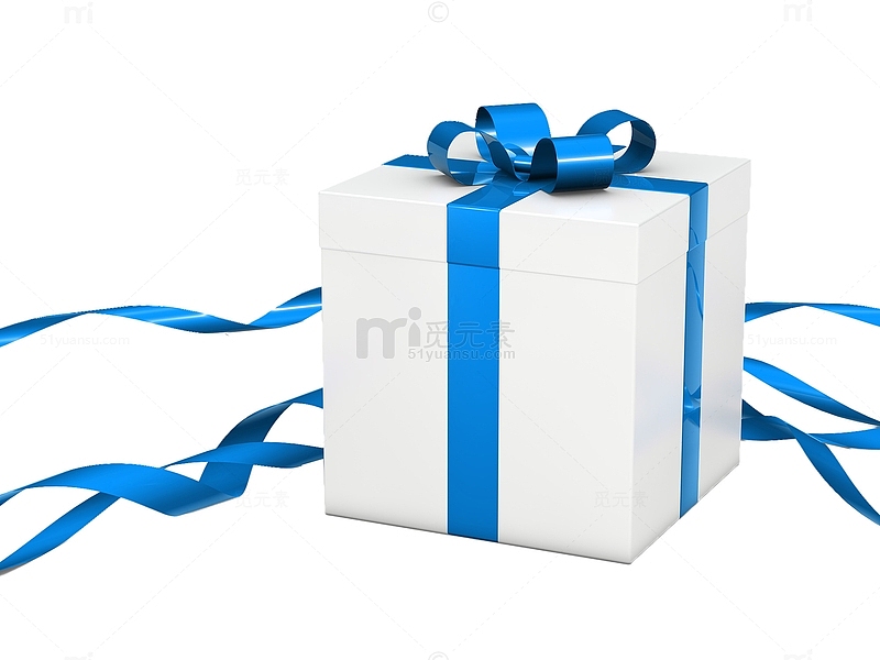 蓝色蝴蝶结白色盒子包装礼盒
