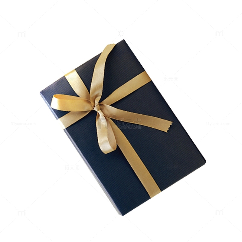 金色蝴蝶结蓝色礼品盒