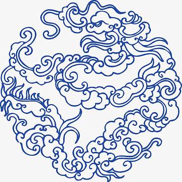 古风花鸟图png矢量青花花纹莲花png矢量圆形青花瓷花纹png手绘圆形