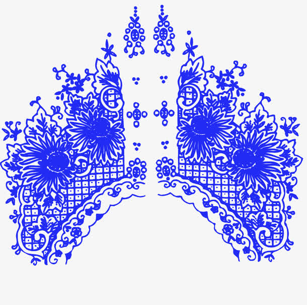 青花对称花纹