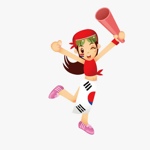 披着韩国国旗的女粉丝