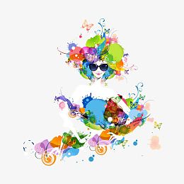 创意喷绘女子插画矢量素材