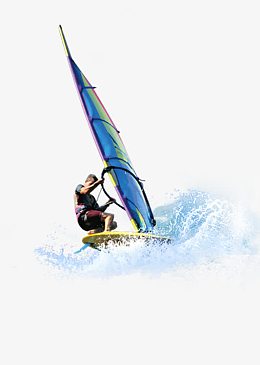 海中扬帆冲浪的人