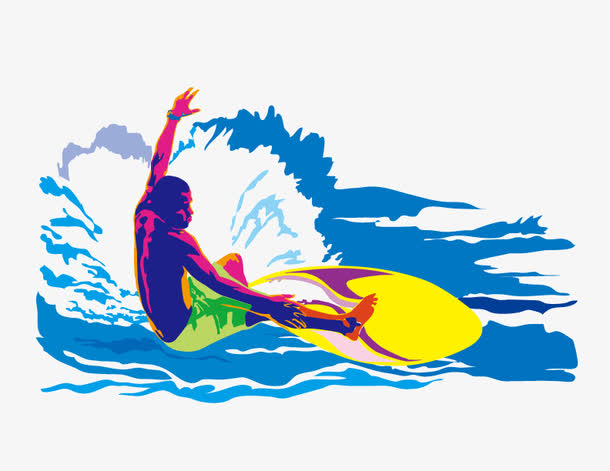 手绘冲浪剪影素材免费下载_觅元素