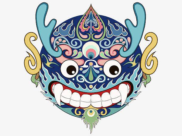 卡通麒麟脸谱矢量素材