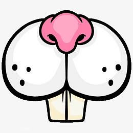 粉色兔鼻子和白色大兔牙