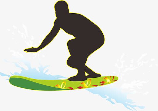 冲浪剪影素材_冲浪剪影图片元素-觅元素