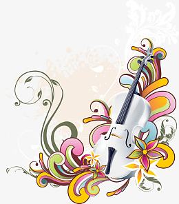 小提琴与花纹图案矢量