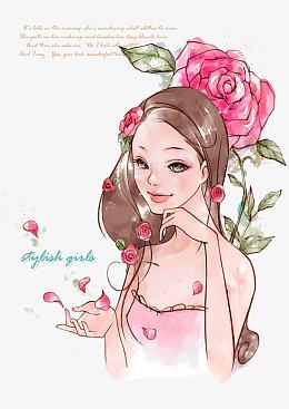 卡通洗脸美女