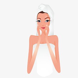裹着浴巾洗脸的美女