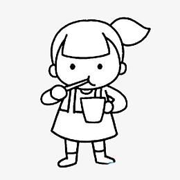 刷牙洗脸的小女生