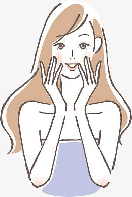 手绘线条绘画洗脸女孩