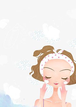 美容洗脸女性插画PSD分层图