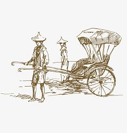 民国初期黄包车矢量素材