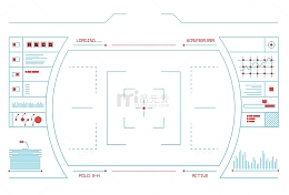 矢量蓝红色科技数据处理平视界面