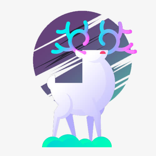 彩色鹿角的白色鹿