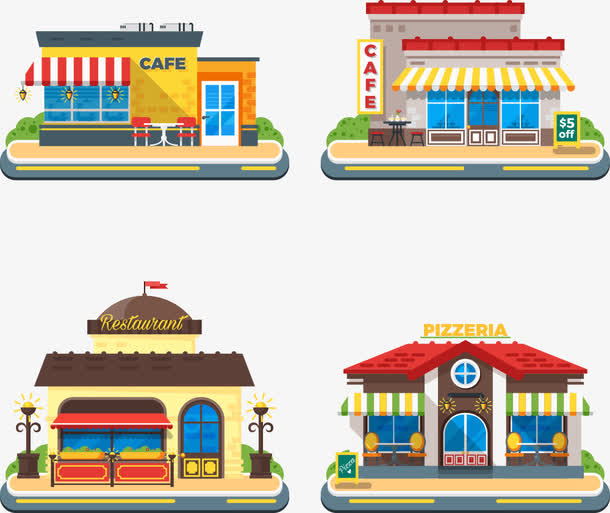 矢量街边商铺素材免费下载_觅元素