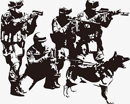 武装部队士兵警犬