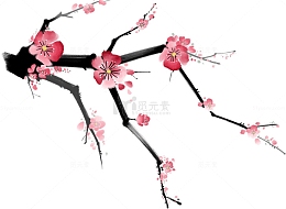 新年元素之水彩梅花