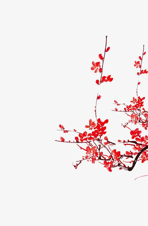 红色中国风梅花