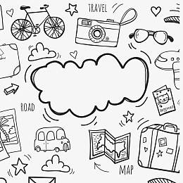 矢量旅行元素草图