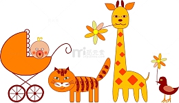 长颈鹿 底纹边框 儿童设计