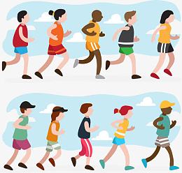 矢量手绘竞走的人