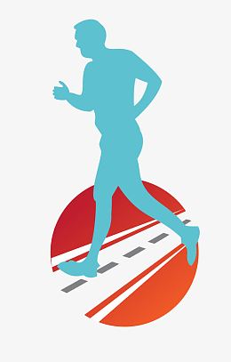 矢量蓝色卡通图案长跑运动人物