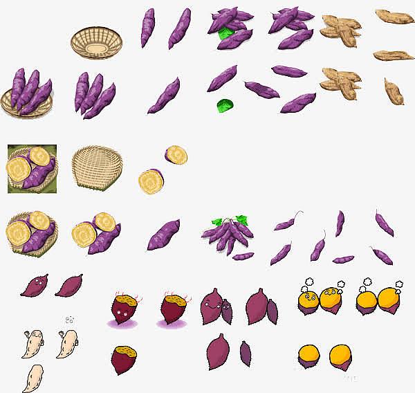 各种造型的红薯紫薯