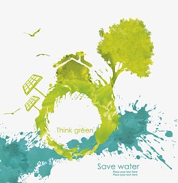 绿色水彩环保素材