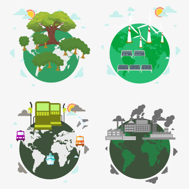 矢量生态资源卡通元素示意图