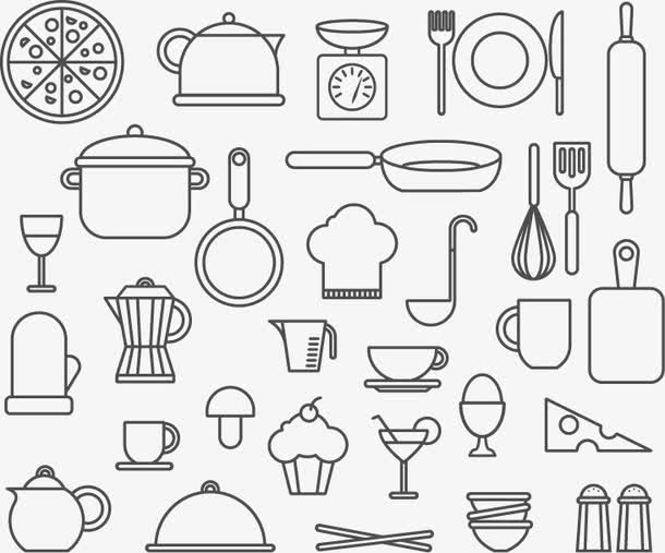矢量图厨房用具
