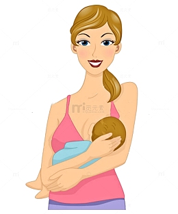 卡通抱小孩子喂养的女人PNG