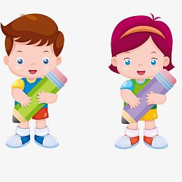 卡通拿铅笔小孩子矢量图