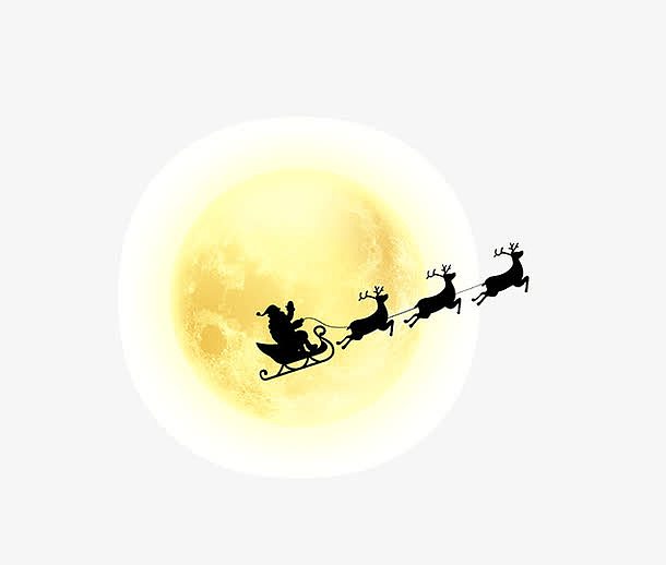 月亮上骑着马车的圣诞老人
