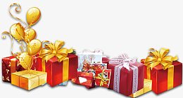 礼物盒  红色  气球  黄色