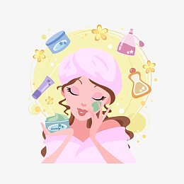 矢量擦护肤品的美女