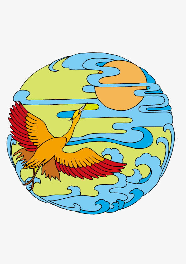 仙鹤飞天卡通矢量素材