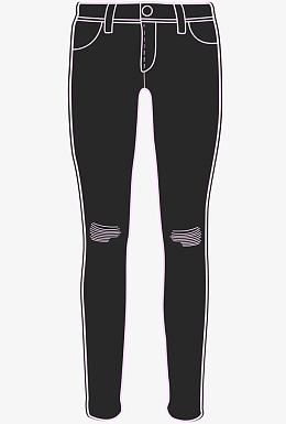 矢量女生黑色牛仔裤瘦腿裤