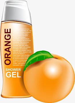 矢量手绘橙子味沐浴露