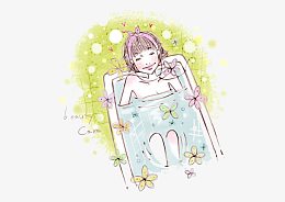 洗澡的卡通女孩高清免扣素材