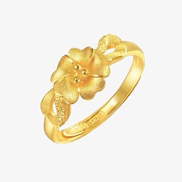 周生生黄金心型花戒指27942R