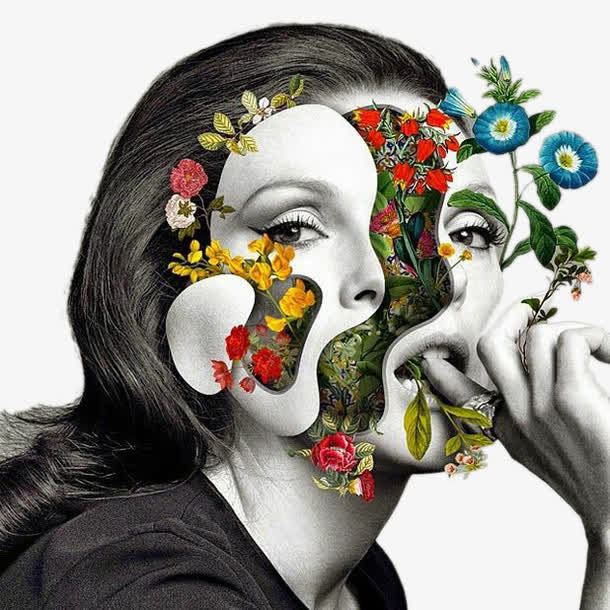 创意人脸花草