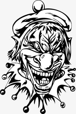 凶神恶煞的黑白人脸怪兽形象