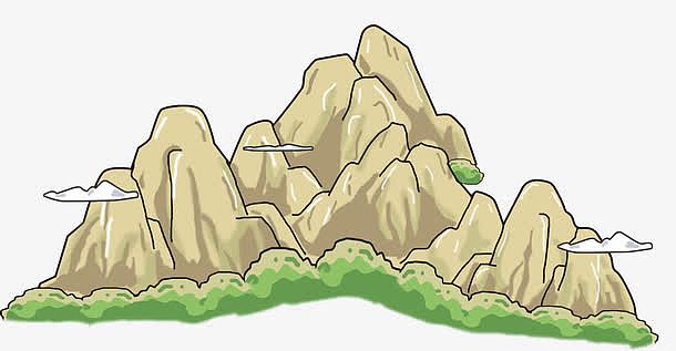 手绘地图中的假山绘画