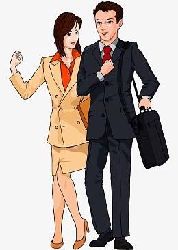 穿西装的男女人物插画PNG