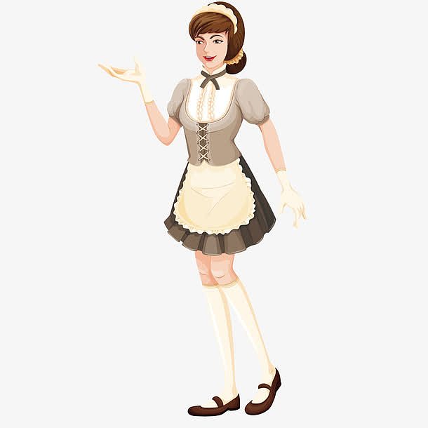 卡通女服务员